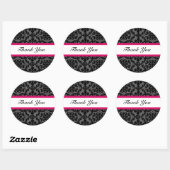 Roze Damask Bruiloft Dank u Stickers (Vel)