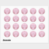 Roze Damask Bruiloft Sticker (Vel)