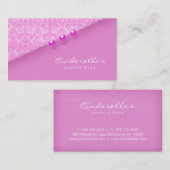 Roze Damask Buttonnen Bra/Salon visitekaartje (Voorkant / Achterkant)