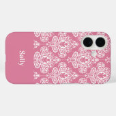 Roze Damask Case-Mate iPhone Case (Achterkant (horizontaal))