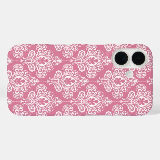 Roze Damask Case-Mate iPhone Case (Achterkant (horizontaal))