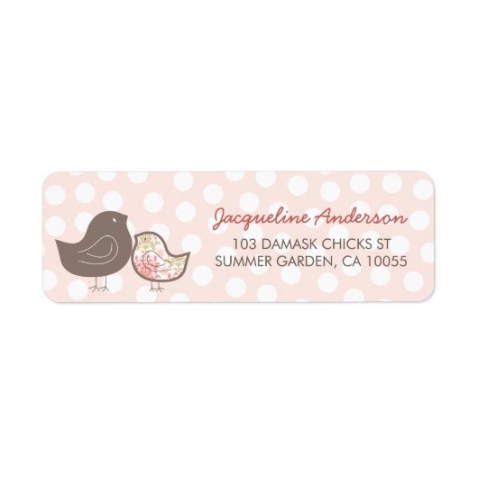 Roze Damask Chicks Girl Baby shower Adresetiketten Etiket (Voorkant)