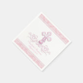 Roze Damask Cross Meisjes Doop Communie Servetten (Hoek)