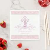 Roze Damask Cross Meisjes Doop Communie Servetten (Insitu)