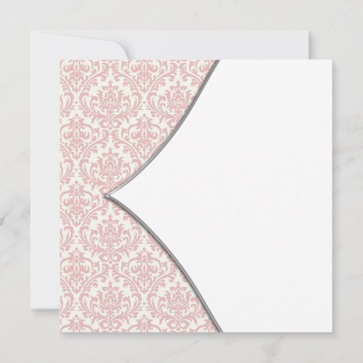 Roze Damask Cross Meisjes Doop Doop Doop Kaart (Achterkant)