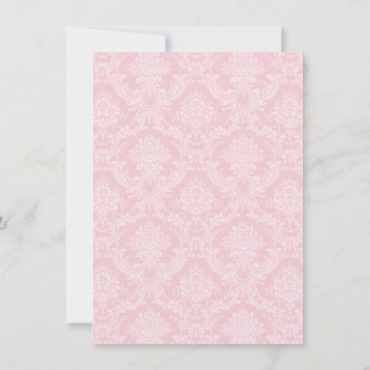 Roze Damask Cross Meisjes Doop Uitnodigingen (Achterkant)
