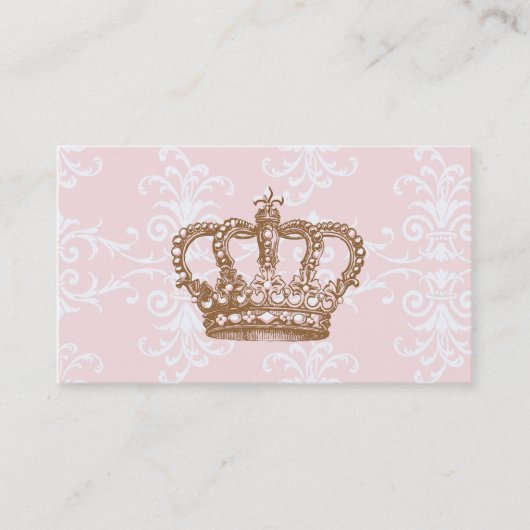 Roze Damask Crown Visitekaartje (Voorkant)
