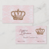 Roze Damask Crown Visitekaartje (Voorkant / Achterkant)