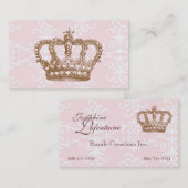 Roze Damask Crown Visitekaartje (Voorkant / Achterkant)