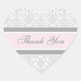 Roze Damask Dank u bruiloft envelop afdichtingen Hart Sticker