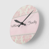 Roze Damask Diamonds Ronde Klok (Hoek)
