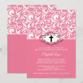 Roze Damask Eerste communiqué-afwijking Kaart (Voorkant / Achterkant)