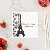 Roze Damask Eiffeltoren bruiloft Servetten (Insitu)