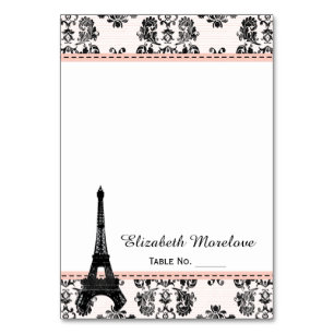Roze Damask Eiffeltoren Tent Place Kaarten