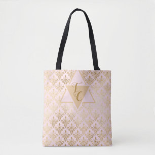Roze Damask Elegant Monogram Tas