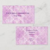 Roze Damask Elegant  Typografie Visitekaartje (Voorkant / Achterkant)