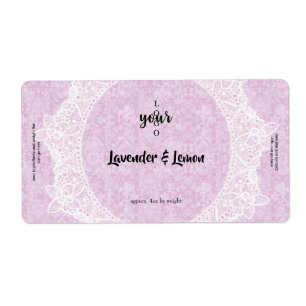 Roze Damask en Lace Soap Bar Etiket