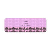 Roze Damask Etiket (Voorkant)