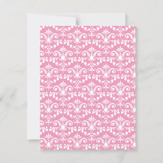 Roze Damask Flat Dank u Opmerkingen Kaart (Achterkant)
