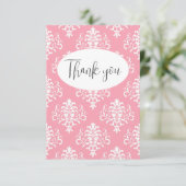 Roze Damask Flat Hartelijk dank Bedankkaart (Staand voorkant)