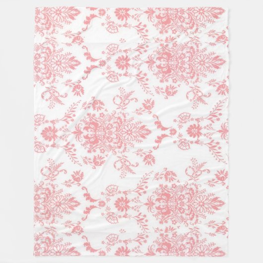 Roze Damask Fleece Deken (Voorkant)