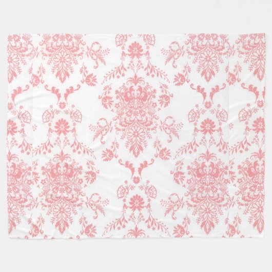 Roze Damask Fleece Deken (Voorkant (Horizontaal))