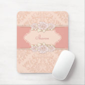 Roze Damask Floral Mousepad Muismat (Met muis)