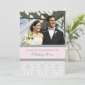 Roze Damask Foto Wedding Vow Renewal Uitnodigingen (Staand voorkant)
