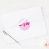 Roze Damask, Franse Damask, roze Stripes, linnen Ronde Sticker (Envelop)