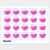 Roze Damask, Franse Damask, roze Stripes, linnen Ronde Sticker (Vel)