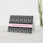 Roze Damask Friend Matron of Honor Invitation (Voorkant)