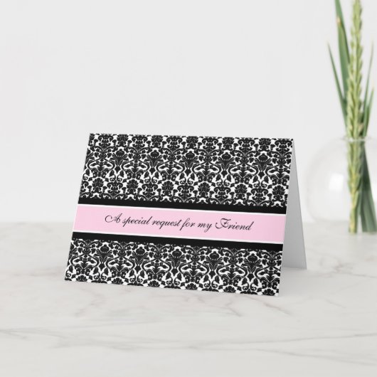 Roze Damask Friend Matron of Honor Invitation (Voorkant)