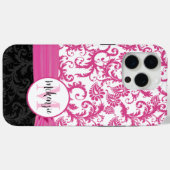 Roze Damask Gepersonaliseerd Gedrukt Fleur de lis Case-Mate iPhone Case (Achterkant (horizontaal))
