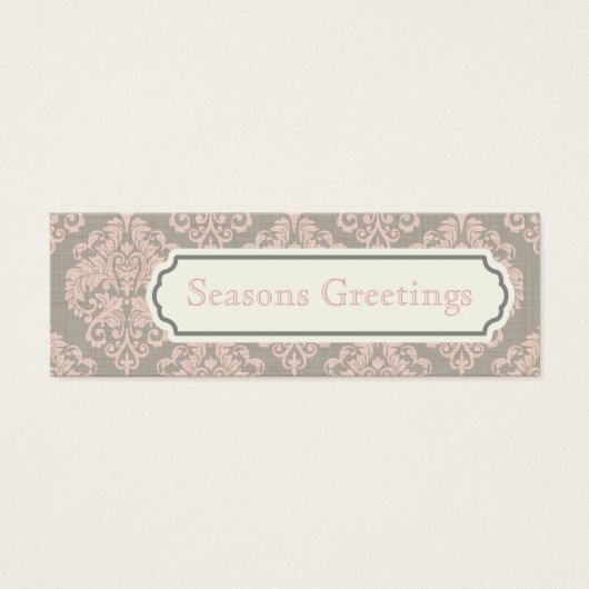 Roze Damask Gift Labels, profielkaarten Mini Visitekaartjes (Voorkant)