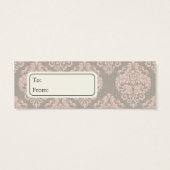 Roze Damask Gift Labels, profielkaarten Mini Visitekaartjes (Achterkant)