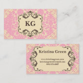 Roze Damask Girly Visitekaartje Pink Lace (Voorkant / Achterkant)