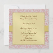 Roze Damask Gold Ribbon Baby shower Invitation Kaart (Achterkant)