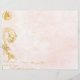 Roze Damask & Gouden Bloemen Scrapbook Papier