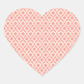 Roze Damask Hart Sticker (Voorkant)