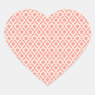 Roze Damask Hart Sticker