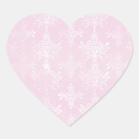 Roze Damask Hart Sticker (Voorkant)