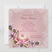  roze Damask Heart Baby shower Kaart (Achterkant)