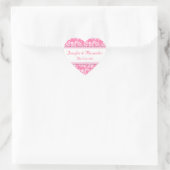 Roze Damask Heart Wedding Invitation Seals Hart Sticker (Tas)