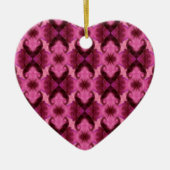 Roze Damask Hearts Keramisch Ornament (Voorkant)