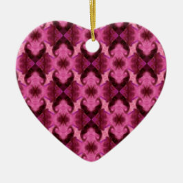 Roze Damask Hearts Keramisch Ornament