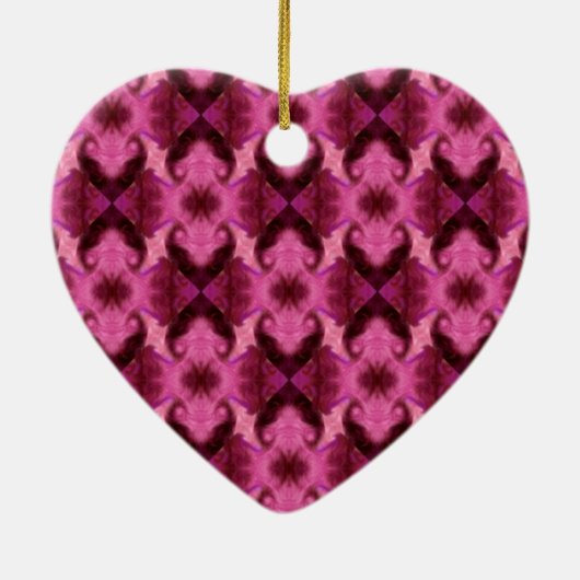 Roze Damask Hearts Keramisch Ornament (Achterkant)