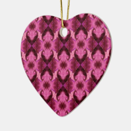 Roze Damask Hearts Keramisch Ornament (Links)