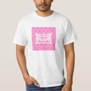 Roze Damask Het is een meisjesnaam, op maat van pa T-shirt