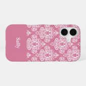 Roze Damask iPhone 16 Hoesje (Achterkant horizontaal)