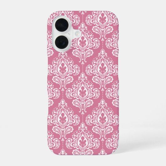 Roze Damask iPhone 16 Hoesje (Achterkant)
